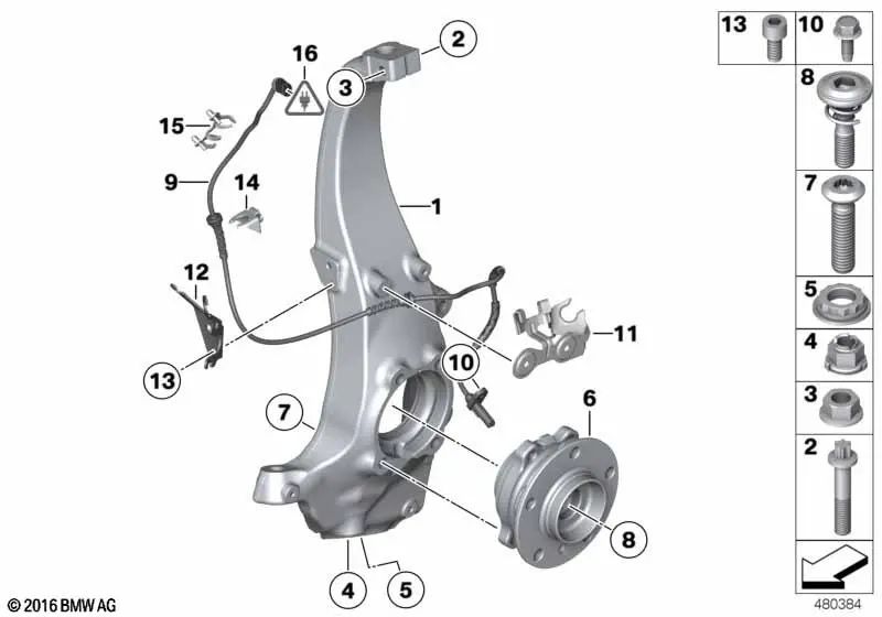Links RDS/BVA -Unterstützung für BMW 5 F07 -Serie, F10, F11, F18, Serie 6 F06, F12, F13, Serie 7 F01, F02, F04 (OEM 34526784635). Original BMW.
