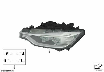 Faros bi-xenón derecho OEM 63117338702 para BMW Serie 3 F30, F31 (2011-2015). Original BMW.