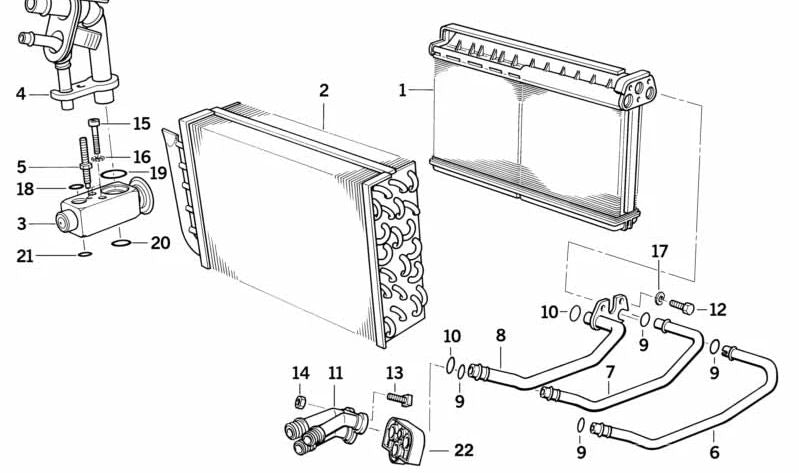 Juego de tuberías A/A OEM 64118390206 para BMW E36 316i (modelos BE11, BE12, BE21, BE22, CA11, CA12, CA21, CA22, CA71, CA72). Original BMW.