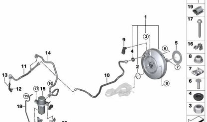 Bomba de depresión OEM 34336851289 para BMW Serie 2 F45 225xe, Serie 3 F30 330e, i8 I12, X1 F48, X2 F39 y MINI Countryman F60... y más. Original BMW y MINI