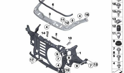 Soporte de cerradura capó OEM 51717147911 para MINI R55, R56, R57, R58, R59, 3/20. Compatible con todos los modelos indicados. Pieza original MINI.