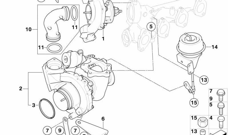 Tubo di connessione OEM 11657804639 per BMW E81, E82, E87, E88, E84. BMW originale