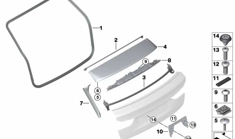 Alerón trasero imprimado OEM 51627441458 para BMW G31 y G31N. Original BMW.