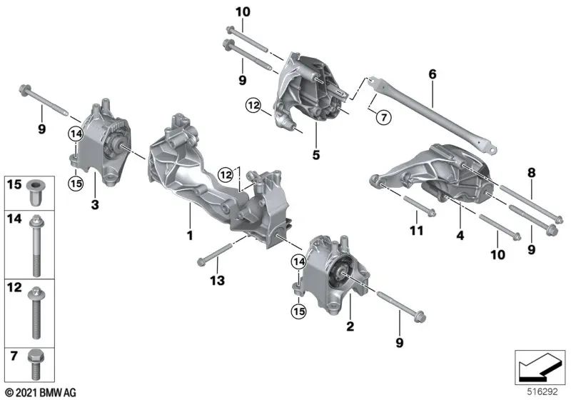 Parafuso hexagonal para BMW 1 F20 Series, F21, Série 3 F30, F31, F35, I01, X5 F15, X6 F16 (OEM 07119909362). BMW original