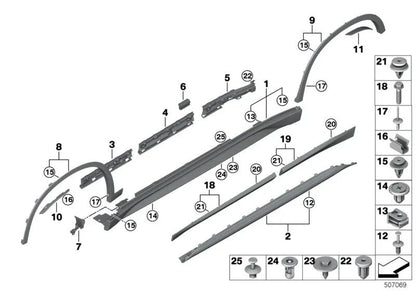 Rivestimento della soglia destra per BMW F48, F48N (OEM 51777332328). BMW originale