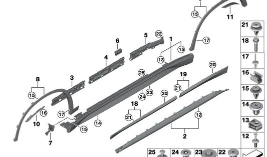 Soporte de Cubierta del Umbral Izquierdo para BMW X1 F48, F49 (OEM 51127332335). Original BMW