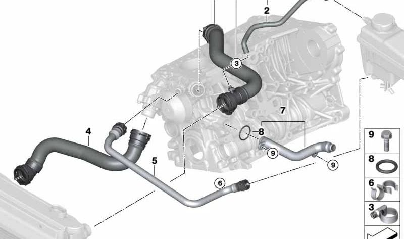 **Manguera de refrigerante OEM 17127799749 para BMW E60, E61. Original BMW.**