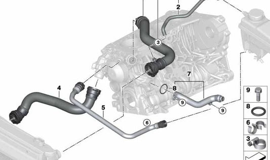 **Manguera de refrigerante OEM 17127799749 para BMW E60, E61. Original BMW.**