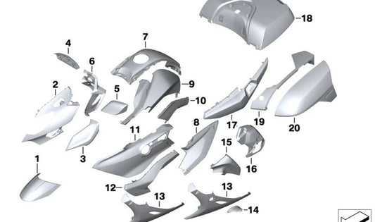 Pieza lateral trasera izquierda OEM 46638553919 para motos BMW K1600GT, K1600GTL. Original BMW Motorrad.