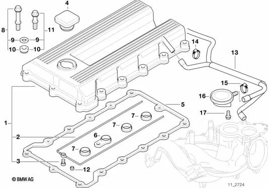 Tapa de la Culata para BMW Serie 3 E36 (OEM 11121247827). Original BMW