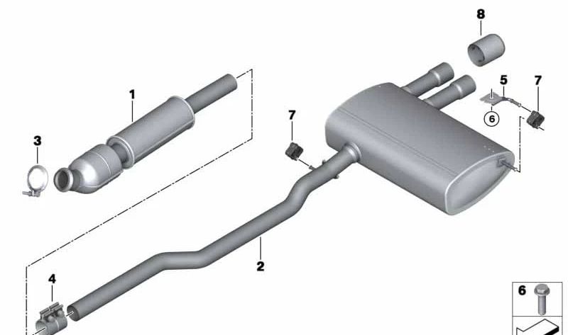 Silenciador adicional escape trasero OEM 18308687499 para MINI JCW F56 (XR01, XR02, XR91, XR92, 71DH) y MINI JCW Cabrio F57 (WJ01, WJ02, WJ91, WJ92). Original MINI.