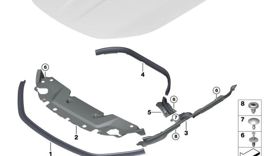 Junta de estanqueidad pared lateral izquierda OEM 51749464371 para BMW G70. Original BMW.