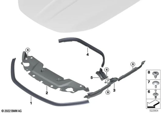 Giunto il lato destro per il cofano anteriore per BMW G70, G73 (OEM 51749464370). BMW originale