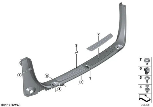 Inserto inserto in acciaio inossidabile sinistro per la BMW 3 F34, F34N (OEM 5147298979). BMW originale