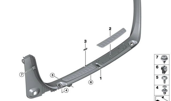 Embellecedor de acero inoxidable derecho OEM 51477298980 para BMW F34 (Serie 3 Gran Turismo). Original BMW