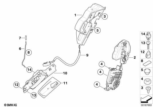 Rear left door actuating rod for BMW X5 E70, E70N (OEM 51227137083). Original BMW.