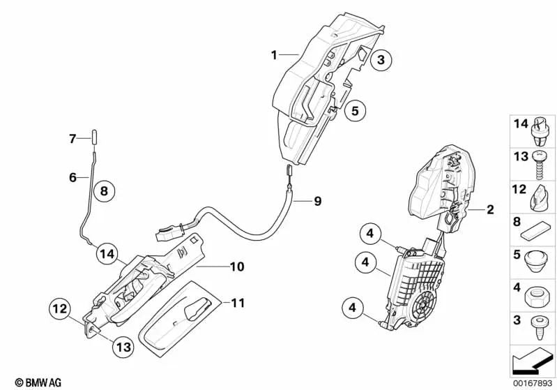 Links hintere Türschloss für BMW x5 E70, E70N, x6 E71, E72 (OEM 51225A36E85). Original BMW