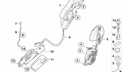 Rechte hintere Türverschluss 51225A36E86 für BMW X5 E70, E70N und BMW X6 E71, E72. Originaler BMW -Ersatz.
