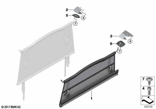 Rete separatore posteriore sinistra per BMW X3 G01, G01N (OEM 51477471991). BMW originale.