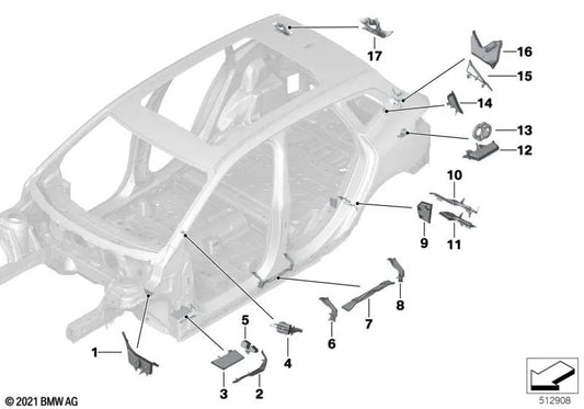 Parte da entrada frontal esquerda para BMW Series 2 U06 (OEM 41009482623). BMW original.