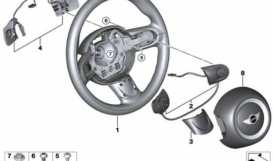 Volante deportivo de cuero con levas de cambio OEM 32306794625 para MINI R55, R56, R57, R58, R59, R60, R61. Original MINI.