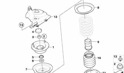 Supporto per ammortizzatore destro per BMW E60, E61 (OEM 51717046902). BMW originale