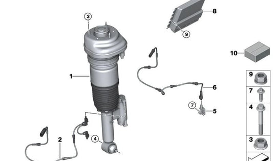 Rear right air shock absorber for BMW 7 Series G70 (OEM 37106790884). Original BMW