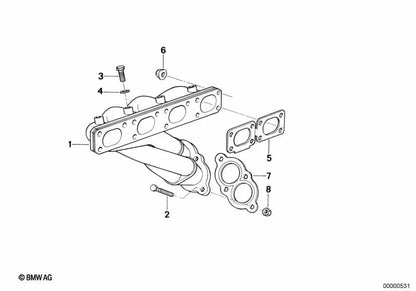 Colector de escape para BMW E30, E36 (OEM 11621728370). Original BMW.
