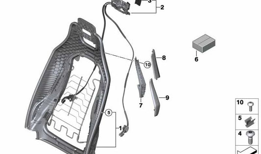 Estructura respaldo derecho OEM 52107398710 para BMW i8 I12 (todos los modelos: i82 Z21, Z22, Z41, Z42). Original BMW.
