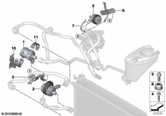 Hilfskältemittelpumpe für BMW G30, G38, G11, G12 (OEM 11518638238). Original BMW.