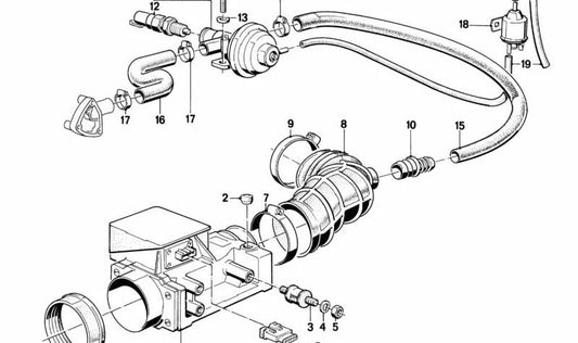 Tubo di ammissione OEM 11631286161 per BMW E28. BMW originale.