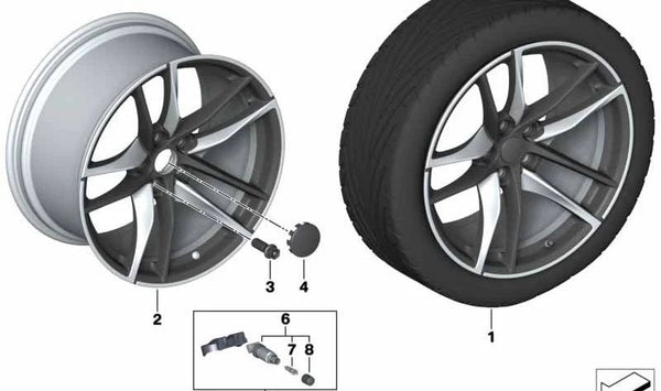 Llanta de aleación Jet Black OEM 36118811715 para BMW G30, G31, G38. Original BMW.