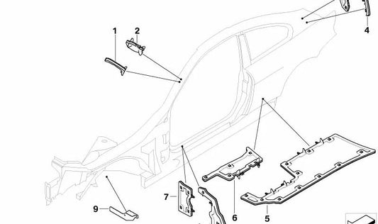 Moldura interior del pilar B OEM 41217058285 para BMW E63, E64. Original BMW.