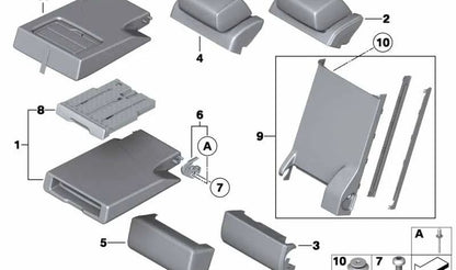 Clip embellecedor reposabrazos central OEM 52207066069 para BMW E90, E91, E92, E65, E66, E84. Original BMW.
