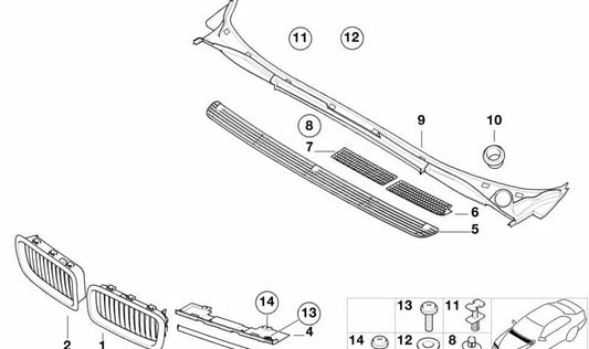 Zierblende imprimada para BMW Serie 7 E38 (OEM 51138191351). Original BMW