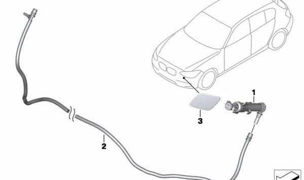 Manguera del sistema de limpiado de faros OEM 61677402610 para BMW F20, F20N, F21N. Original BMW.