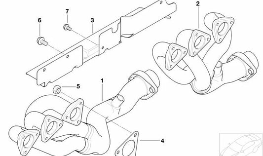 Collettore di scarico posteriore OEM 11627833501 per BMW E46, E85, E86 (4-6 cilindri). Sostituzione BMW originale.