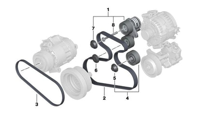 Polea tensora de correa OEM 11287542887 para BMW E70. Recambio original BMW.