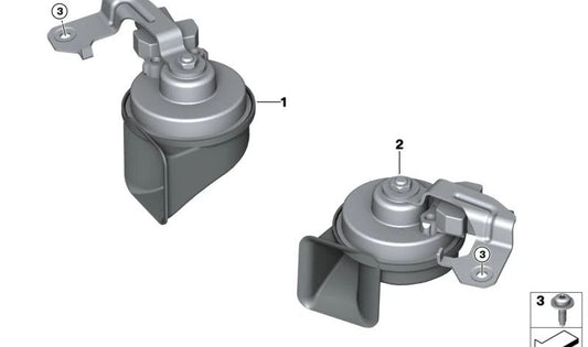 Claxon agudo OEM 61339466246 para BMW G26, G26E, G26F, G26N. Recambio original BMW.