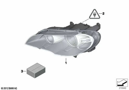 Faro delantero derecho OEM 63127278046 para BMW X5 E70, X5 E70 LCI. Original BMW.