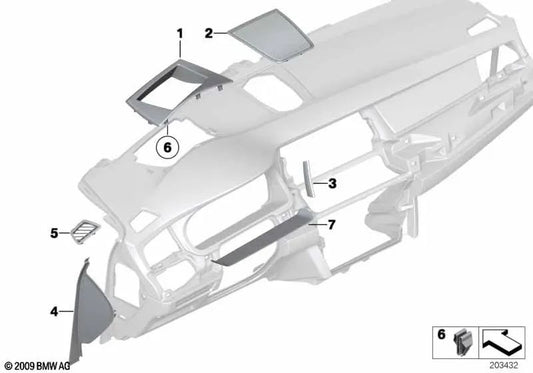 Rechte Abtrusraster für BMW F07, F07N (OEM 51459142605). Original BMW.