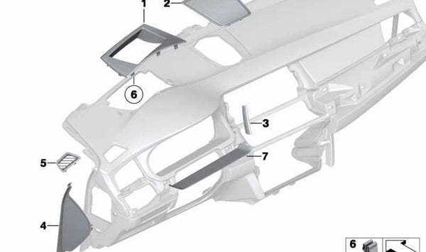Cobertura del panel de instrumentos para BMW Serie 5 F07, F07N (OEM 51459142651). Original BMW