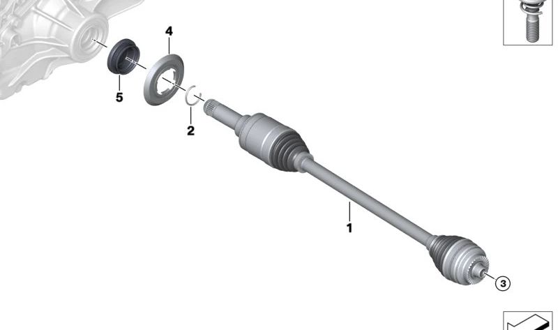 Abtriebswelle Left for BMW X1 U11, U12, X2 U10, MINI U25 (OEM 33209884799). Genuine BMW