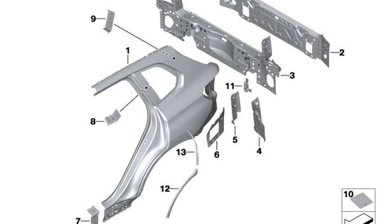 Soporte derecho para cierre de maletero OEM 41009481372 para BMW X5 F95, F95N, G05, G05N y G18, G18N. Pieza original BMW.