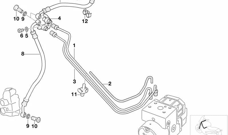Tubería de freno delantera OEM 34327651134 para motos BMW F650GS, F650GS Dakar... y más. Original BMW Motorrad.