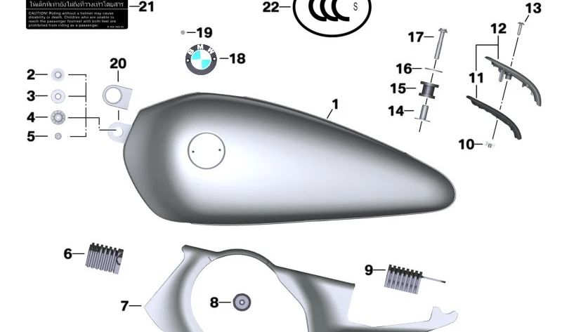 Copertura di deposito combustibile OEM 16117915194 per motociclette BMW R 18, R 18 classiche (K34). BMW MOTORAD originale.
