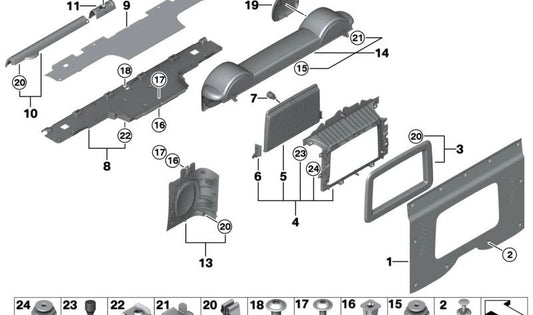 Tapa compartimento trasero OEM 51772759505 para MINI R55, R58, R59. Original MINI.