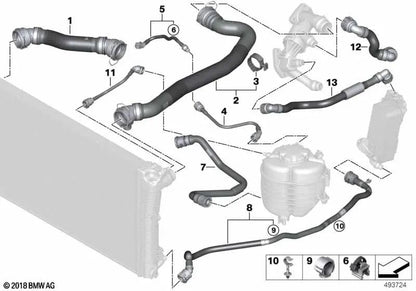 Tubo de tanque de compensação para BMW 3 G20 Series, G20N, G21 (OEM 1712858860). BMW original