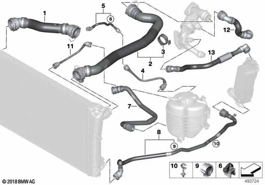Tubo de tanque de compensação para BMW 3 G20 Series, G20N, G21 (OEM 1712858860). BMW original