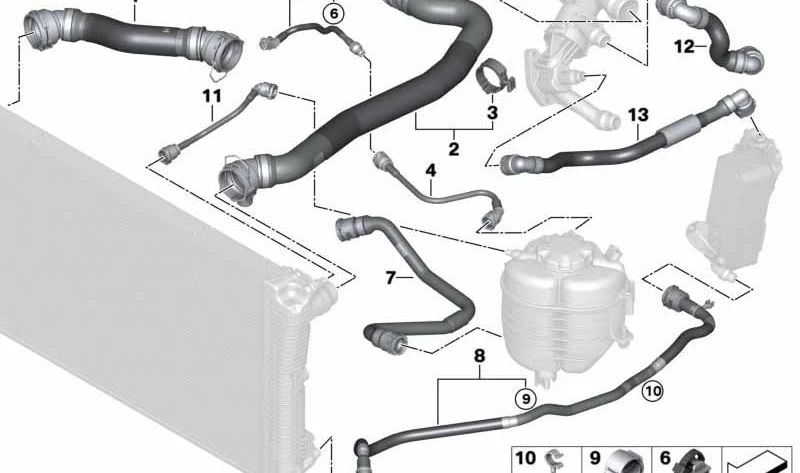 Manguera de bomba de refrigerante OEM 17128588856 para BMW G20, G21. Original BMW.